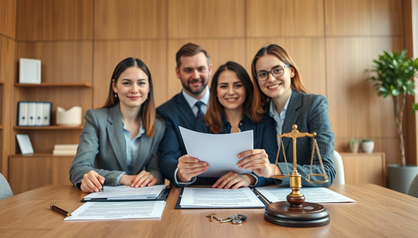 Family reviewing legal documents